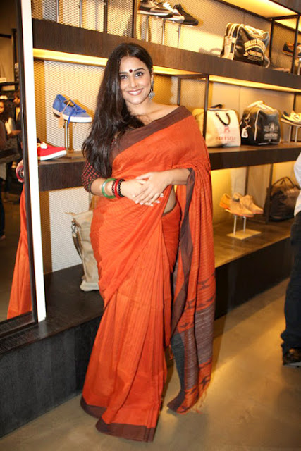 Bollywood Actress Vidya Balan Looking Hot In Orange Saree 3